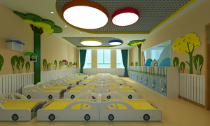 Campo tema luz azul madera clase pequeña jardín de infantes niños dormitorio habitación muebles camas - Product Image 4