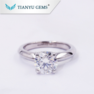 Venta directa de fábrica de 1ct 2ct 3ct ronda brillante corte moissanite anillo de <span class=keywords><strong>compromiso</strong></span> <span class=keywords><strong>solitario</strong></span> en oro blanco 585 - Product Image 1