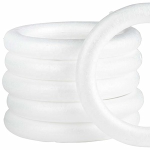 6 Pieces Round White Round <strong>Wreath</strong> Polystyrene Foam Circle <strong>Ring</strong> for DIY Arts Projects - Product Image 1