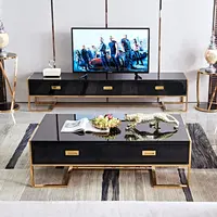 モダンな高光沢ステンレス鋼シンプルなデザインの高級テレビキャビネット