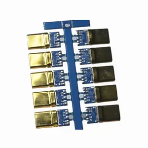 Conector de soldadura macho usb tipo c dorado de 24 pines con carcasa