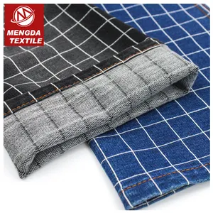 Penjualan Laris India Kain Denim Kotak-kotak Tartan Rajut Catur Besar