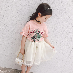 Poco <span class=keywords><strong>chica</strong></span> <span class=keywords><strong>trajes</strong></span> con 2019 verano nuevas chicas estéreo flor corto-Camiseta de manga larga falda de traje de dos piezas - Product Image 5