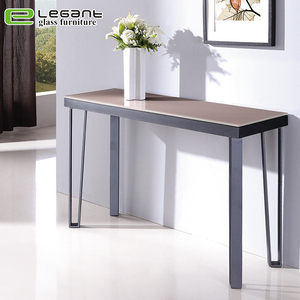 Blanc Trempé Verre <span class=keywords><strong>Console</strong></span> Table avec Jambes De <span class=keywords><strong>Fer</strong></span> - Product Image 2