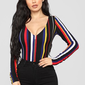 Service OEM à manches longues femmes <span class=keywords><strong>body</strong></span> <span class=keywords><strong>body</strong></span> à rayures sexy <span class=keywords><strong>col</strong></span> <span class=keywords><strong>v</strong></span> profond <span class=keywords><strong>body</strong></span> pour les femmes - Product Image 3
