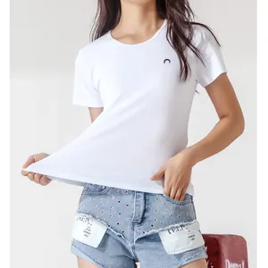 Degradável roupas meninas camiseta branca orgânica de bambu t shirt mulheres