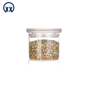 Wide mouth glass storage jar cylinder nuts spice set