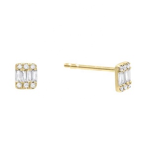 Hawaiian Commercio All'ingrosso Dei Monili Brincos Gioielli s925 <span class=keywords><strong>Argento</strong></span> <span class=keywords><strong>Mini</strong></span> Baguette Diamante Rotondo Zirconia Viti Prigioniere Dell'orecchino - Product Image 1