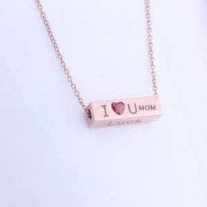 Popular de acero inoxidable, chapado en oro <span class=keywords><strong>blanco</strong></span>, letras cuboides <span class=keywords><strong>Te</strong></span> quiero, mamá, suerte, colgante, collares, día de la madre - Product Image 3