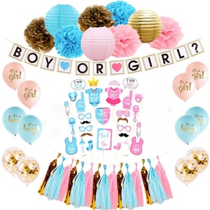 Género revelan fiesta suministros decoraciones de la ducha de bebé de niño o niña, Banner de globo de confeti - Product Image 1