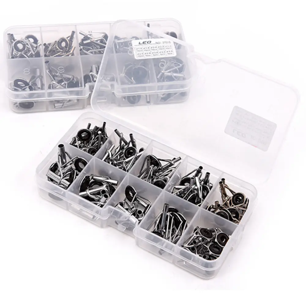 80PCS/Box Guide Ring For Fishing Rod Stainless Steel Oval Fishing Rod Eyes Guides Line Rings Pole Repair Kit