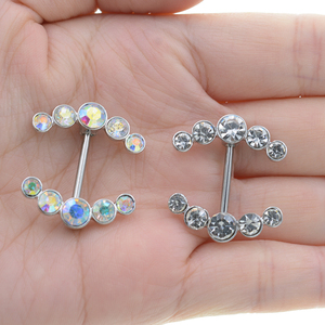 Sexy Piercing al Capezzolo Trasparente con Cristalli Colorati a Forma di Cuore, Barrette per Piercing Corporeo Femminile - Product Image 5
