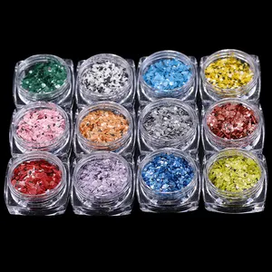 Hot selling marble powder colored 1g/jar 12 colors designs nail art beauty products 3d nail sticker decal