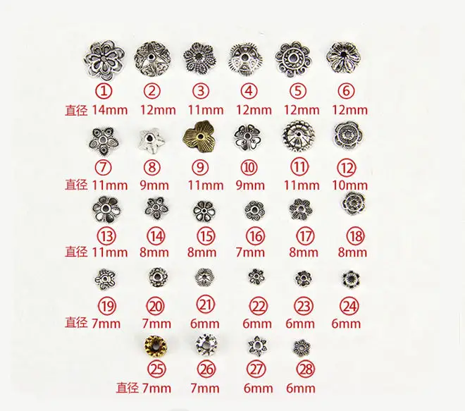 Silver Beads Hot Sale Tibetan Silver Jewelry Findings Alloy DIY Flower Bead Caps