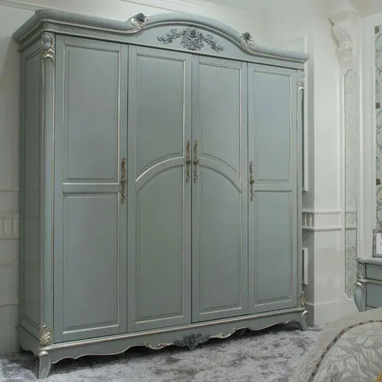 Romantic wedding room luxury 4 doors classic bedroom wardrobe cabinet