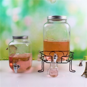 De vidrio de bebidas dispensador con mango soporte Yorkshire Mason frasco de vidrio dispensador de bebidas - Product Image 5