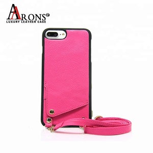 de diseño PU titular de la tarjeta de cuero cubierta trasera de la caja del teléfono celular con cordón para iPhone 7/8 plus XS - Product Image 1