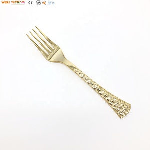 Thanh lịch trọng lượng nặng dùng một lần thân thiện với môi mạ Vàng nhựa Wedding & trở lại trường Flatware Bộ - Product Image 3