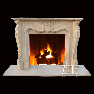 क्लासिक डिजाइन बेज संगमरमर शेर चिमनी Mantel - Product Image 6