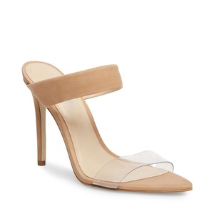 Open Toe Heeled <strong>Mules</strong> for Women Height Increasing <strong>Clear</strong> <strong>Heels</strong> Slip-On Closure for Spring and Summer - Product Image 4