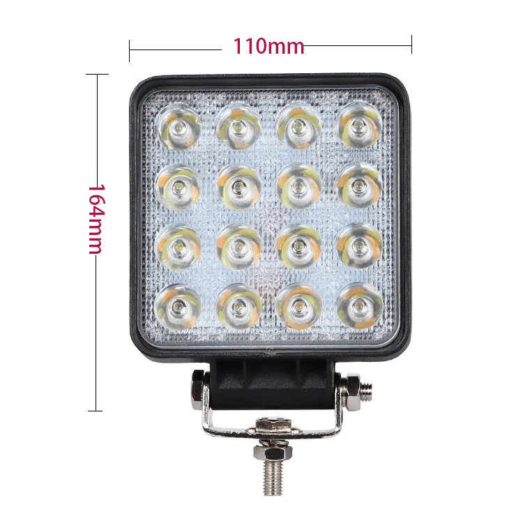 Factory Wholesale Dual Color 4 inch Offroad LED Work Light Square Car 48W Led Auto Work Light
