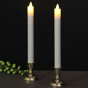 Bán buôn thiết lập của 2 Flameless trắng nhấp nháy thực sáp điện <span class=keywords><strong>LED</strong></span> taper nến với di chuyển ngọn lửa - Product Image 5