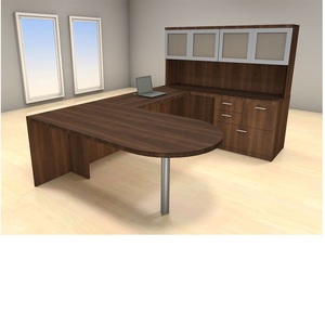 미국 스타일의 골동품 사무실 가구 u 모양의 나무 사무실 책상 - Product Image 4