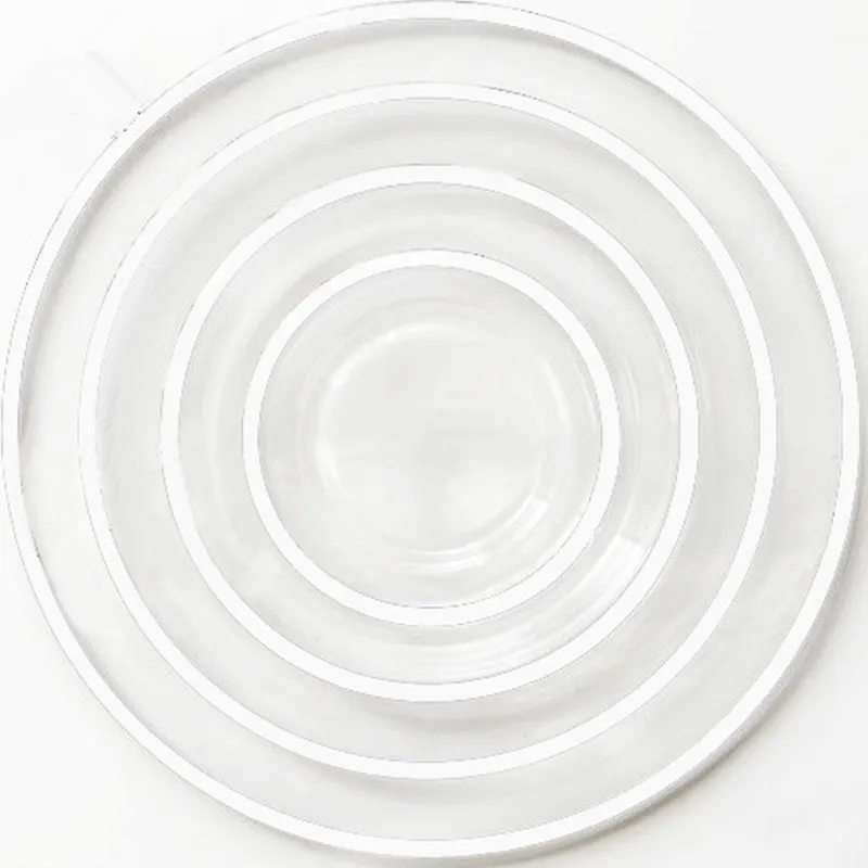 Wholesale white rim flat glass plate for wedding and restaurant