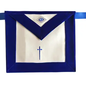 Wholesale Custom Hand Embroidered Logo BlueロッジMasonic Apron、FullセットMasonicオフィスApron