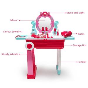 Juego de juguetes de <span class=keywords><strong>maquillaje</strong></span> Pretend Play-Tocador de princesa de belleza y maleta 2 en 1 Regalo para niñas, Rosa - Product Image 6