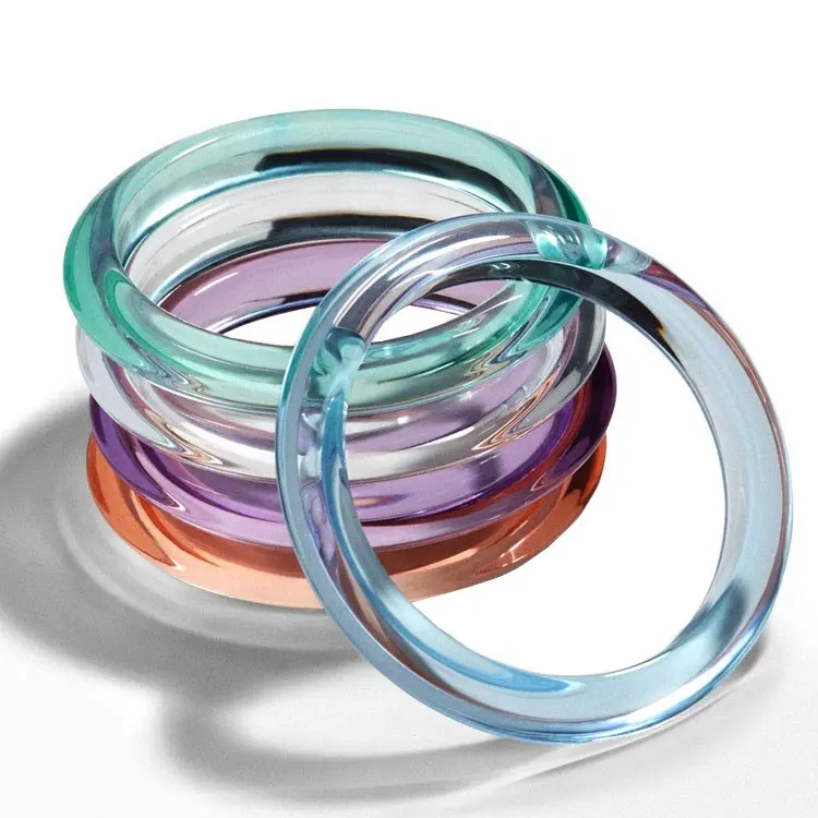 Fashion Large Transparent Resin Bangle Clear Resin/Acrylic /Lucite Bracelet for Women 5 colors
