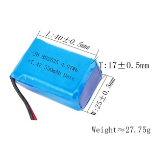 Batería de Polímero de Litio-ion Personalizada OEM/ODM, 7.4V 2S 802535 550mah, Batería Recargable Lipo Lifepo4 para Electrónica de Consumo - Product Image 2