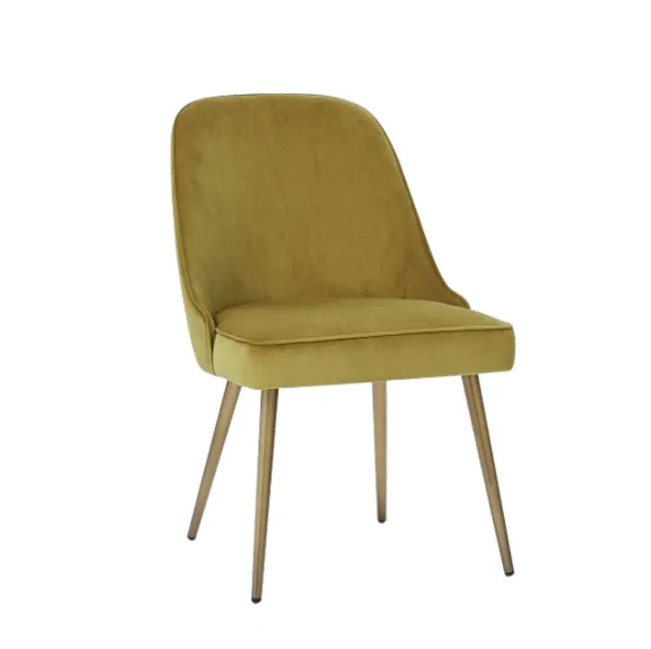 Silla de terciopelo de lujo para el hogar, sillón moderno de acero inoxidable, color dorado y rosa