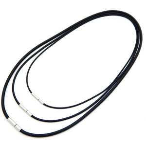 Venta al por mayor de collar de cordón de goma negro sin níquel ambiental 1,5mm/2mm/3mm/4mm 40cm 50cm 60cm con cierre de acero inoxidable - Product Image 4