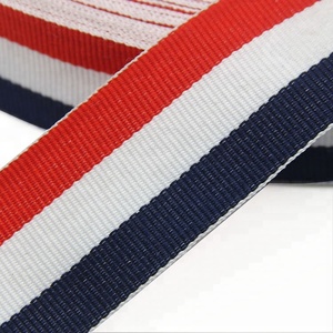 Alta calidad de encargo al por mayor 2,5 cm de poliéster rojo blanco azul tricolor rayas tejer grogrén (ligamento tafetán cinta - Product Image 4