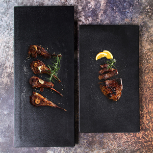 Casa vajilla rectángulo negro de alta calidad de carne de barbacoa de la placa - Product Image 1