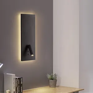 Soporte de aluminio rectangular ajustable para dormitorio moderno, luz de pared LED de lectura de 3W con interruptor