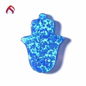 12x16mm precio de fábrica Océano <span class=keywords><strong>Azul</strong></span> ópalo sintético mano de hamsa perlas - Product Image 1