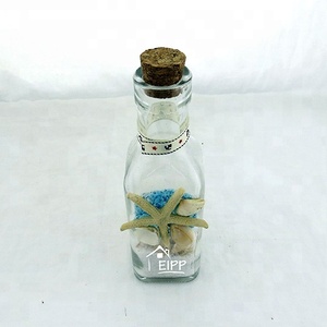 Mini Verre Clair Sable Bouteille Avec Shell Et Liège <span class=keywords><strong>150</strong></span> <span class=keywords><strong>ml</strong></span> - Product Image 3