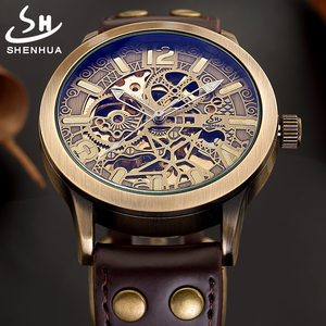 <span class=keywords><strong>Reloj</strong></span> Mecánico Automático para Hombre Shenhua 09, <span class=keywords><strong>Reloj</strong></span> de Pulsera de Bronce Vintage con <span class=keywords><strong>Esqueleto</strong></span>, <span class=keywords><strong>Reloj</strong></span> Automático de Cuerda Automática para Hombre - Product Image 2