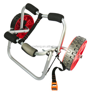 大型アルミ折りたたみ式2人用100kg積載容量ポータブルホイールビーチ用カヌーカートボートカヤックカートトロリー - Product Image 2