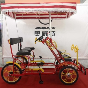 Factory Outlet New Design Sightseeing Four Wheels Canopy Tour Quadricycle <strong>Tandem</strong> <strong>Bike</strong> With Child Seat - Product Image 1