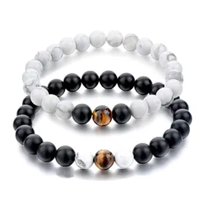 Natural pedras preciosas frisado sorte elástico frisado pulseiras atacado unisex jóias moda pedra grânulo pulseira jóias