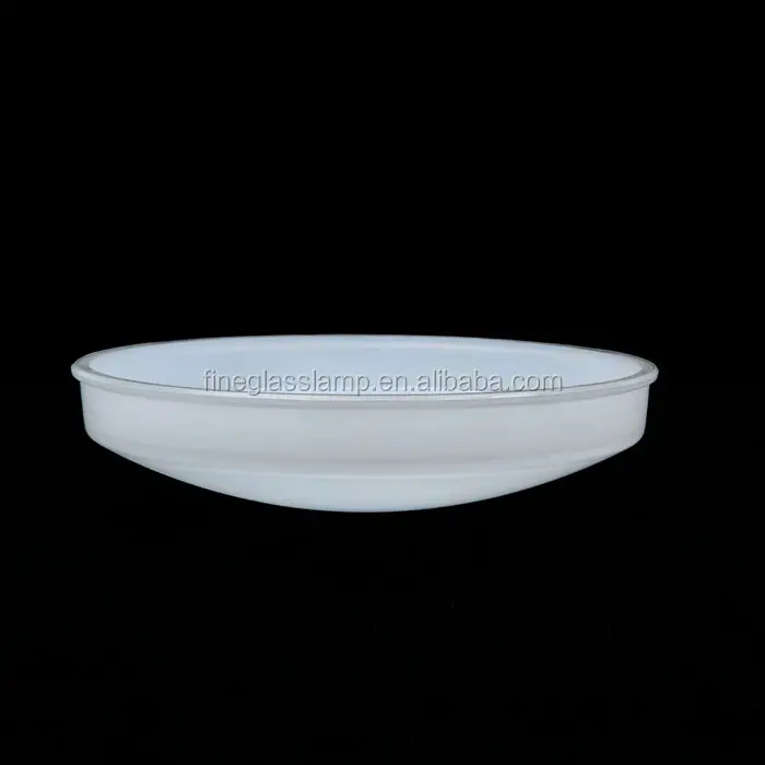 Pressed White Painted Round Flat Soda Glass Ceiling Lamp Cover Light Shade