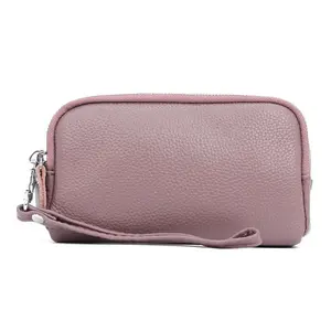 Custom women wristlet leisure daily genuine leather pouch lady clutch hand bag wholesale