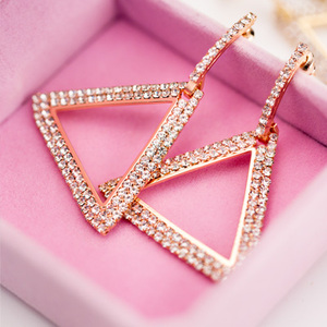CAOSHI-pendientes de aro de diseño único para mujer, aretes de diamantes de imitación chapados en oro rosa y plata - Product Image 1