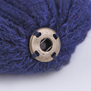Faux Fur Pom invierno moda caliente manguito de punto azul marino gorro - Product Image 6