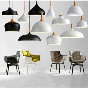 Lampe suspendue en <span class=keywords><strong>bois</strong></span> d'aluminium moderne blanc <span class=keywords><strong>noir</strong></span> design chapeau simple - Product Image 3