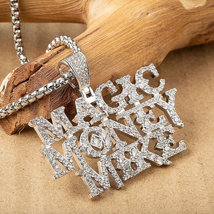 ที่กำหนดเอง18พันชุบทองรวมตัวอักษรกล่าวว่าเงินมายากลไมค์เย็นออกจี้สร้อยคอ - Product Image 5