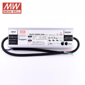 Meanwell HLG-240H-24A 240W Catu Daya 240W 24V Led Driver Dapat Diredupkan